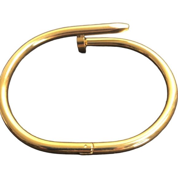 18K Gold Plated Nail Bangle Cuff Bracelet - Picture 9 of 10